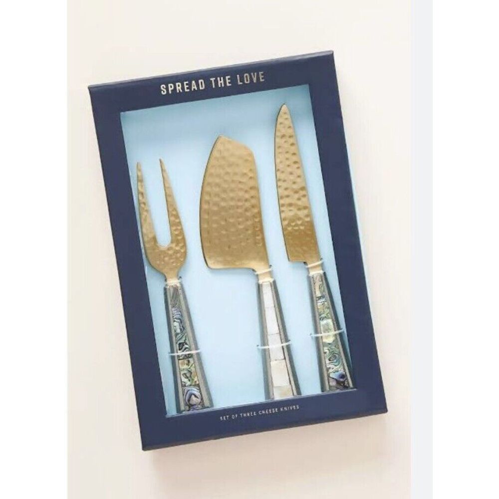 Anthropologie Arctic Twilight Cheese Knives, Set of 3 - Picture 1 of 8